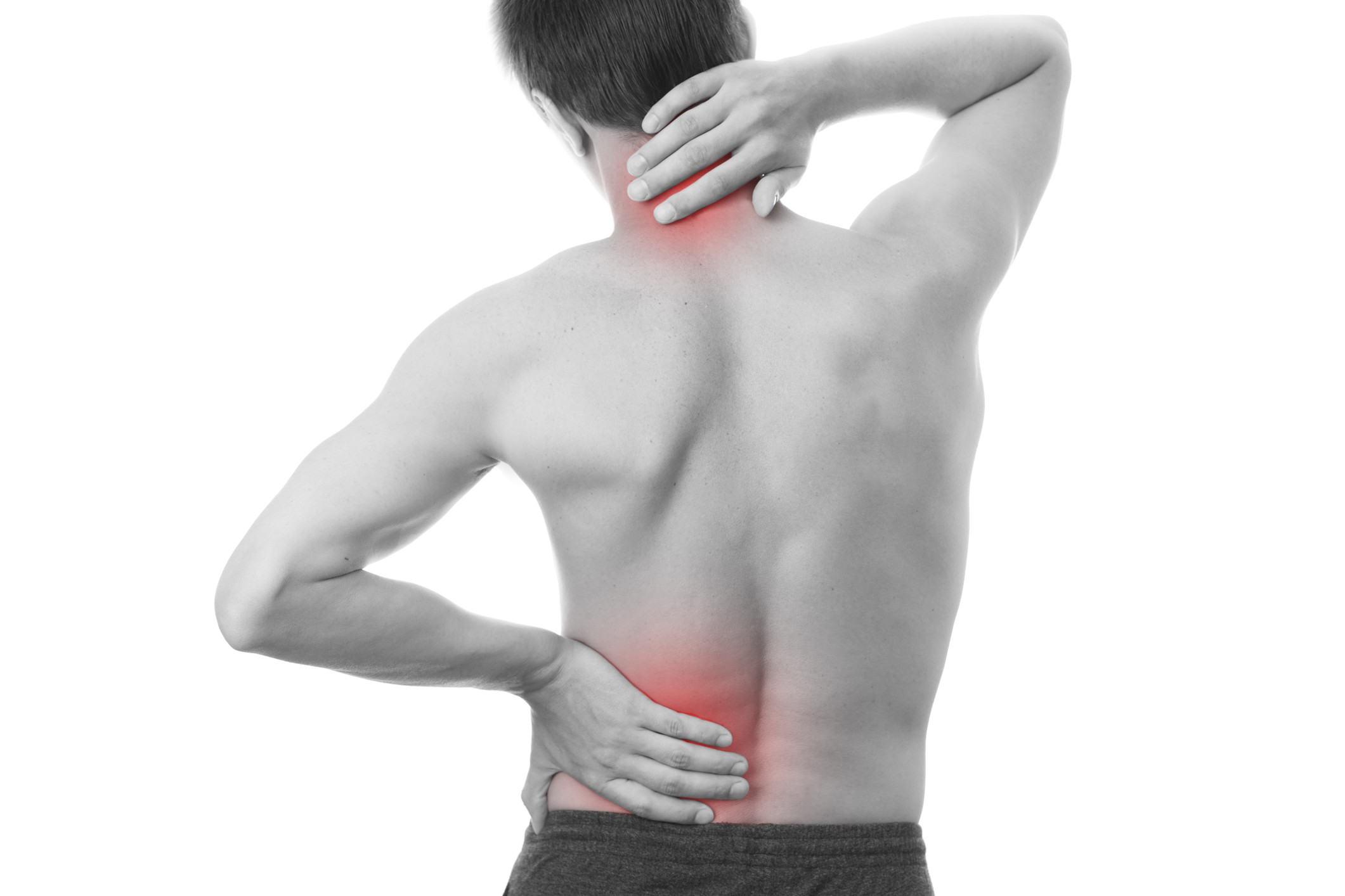 Man touching back pain