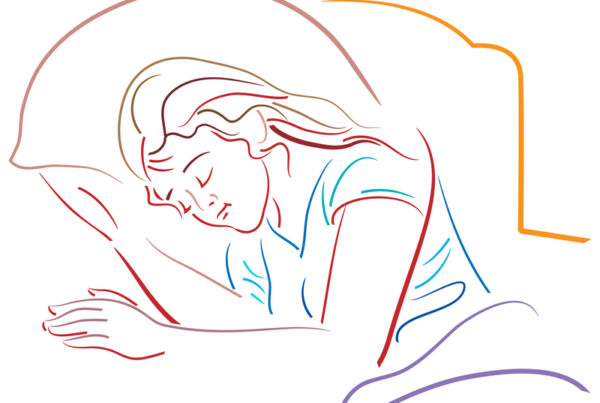 Illustrated image outline of woman getting good sleep